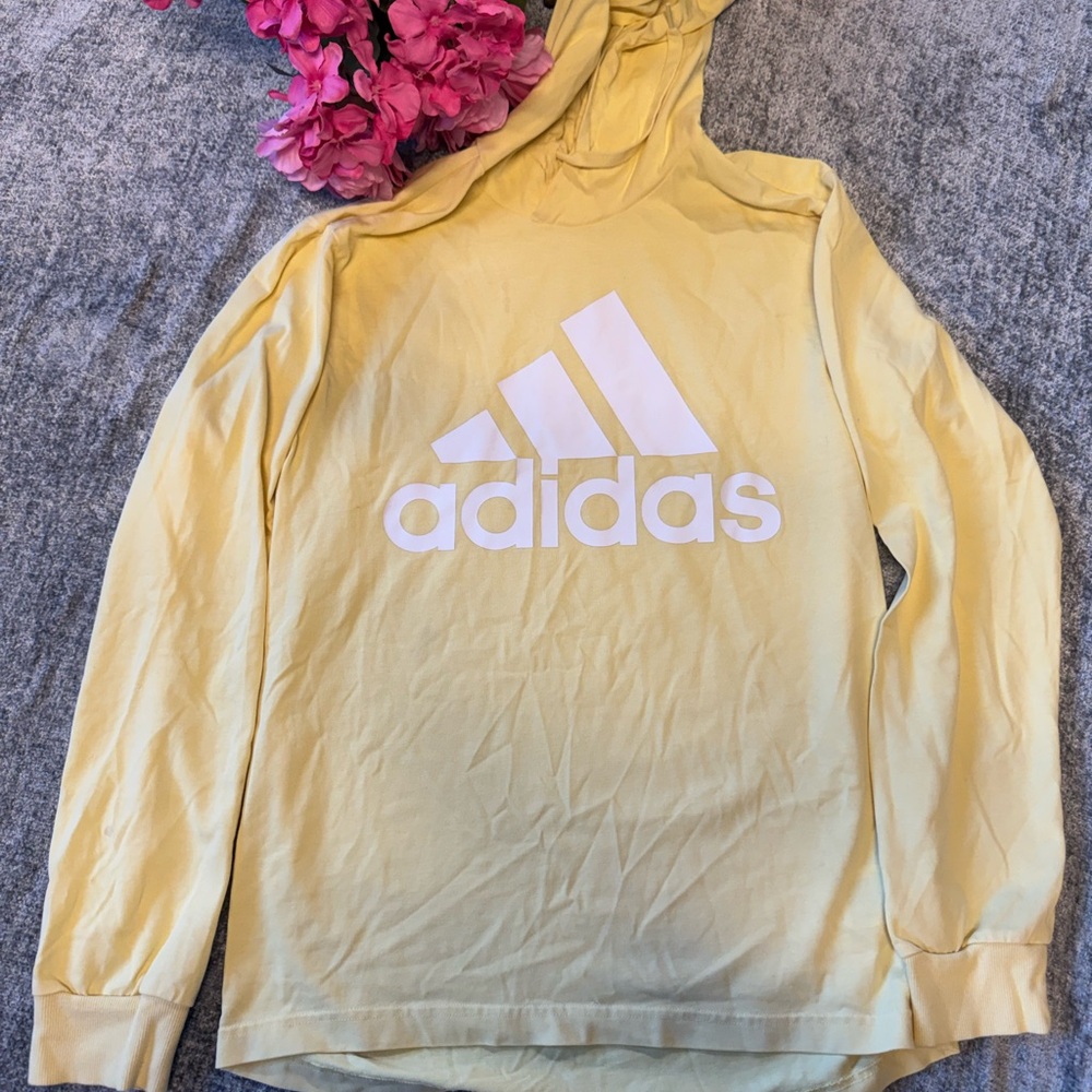 Adidas Light Yellow Hoodie with White Logo